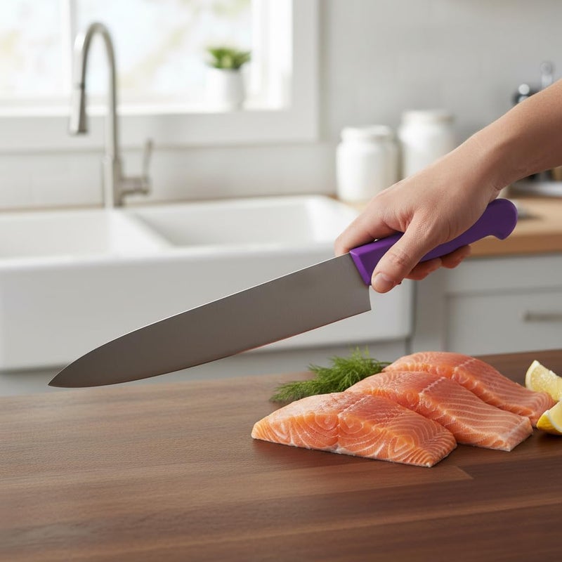 Kitchen Master 12 Inch Stainless Steel Professional Chef Knife (Purple) - Image 4
